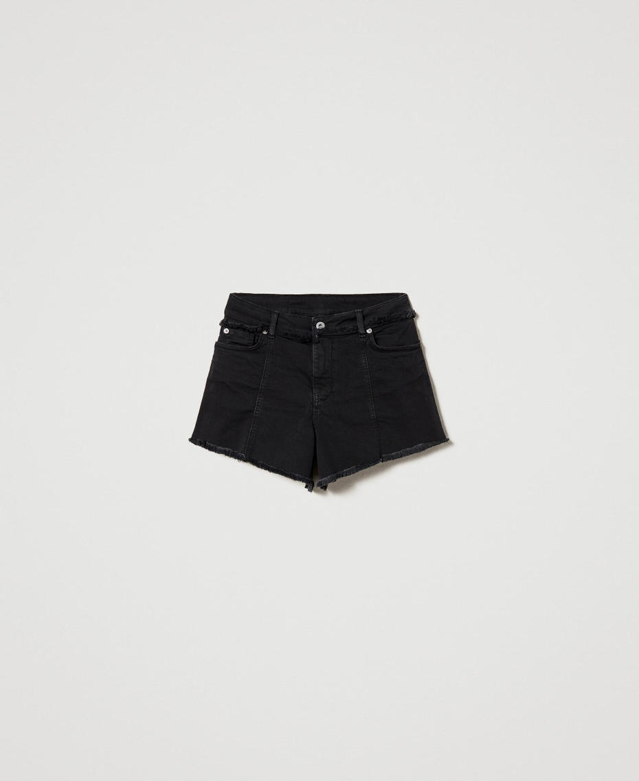 Pantalones cortos en bull con deshilachados Negro Mujer 231AP2441-0S