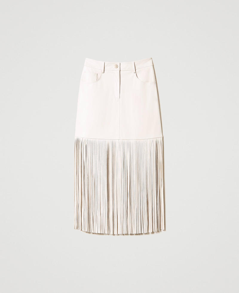 Leather-like miniskirt with fringes