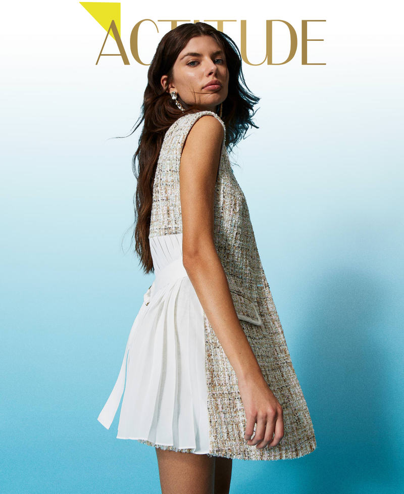 Gilet long en tissu bouclé avec sequins
