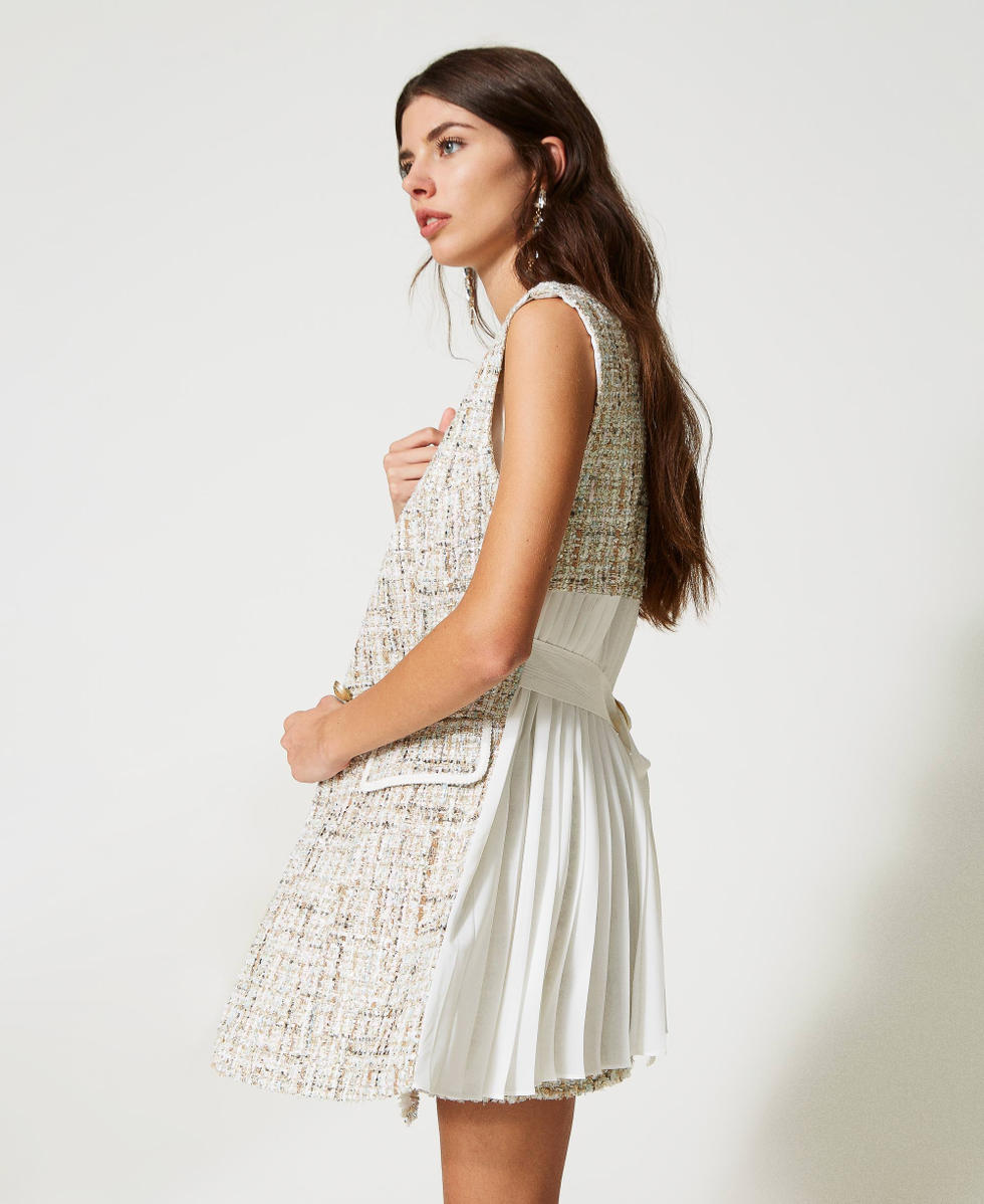 Long boucl&eacute; gilet with sequins