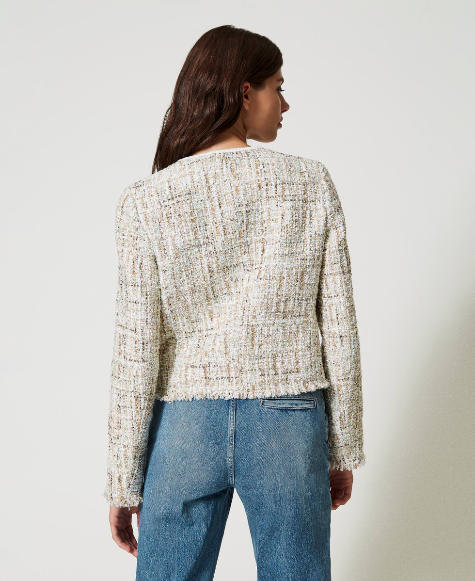 Bouclé jacket with sequins Woman, Beige | TWINSET Milano