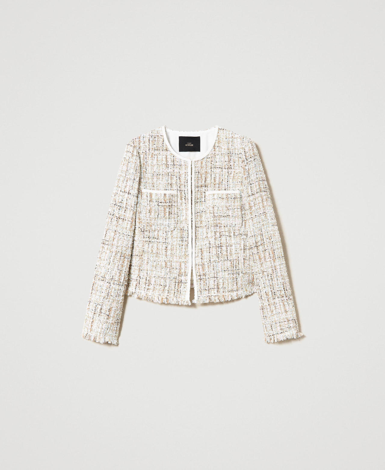 Boucl&eacute;-Jacke mit Pailletten
