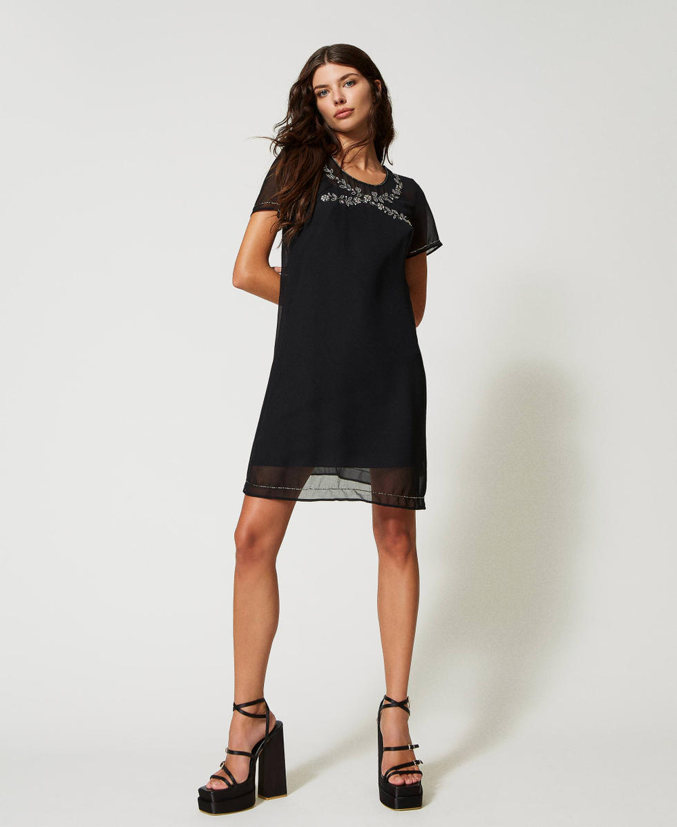 Hand-embroidered georgette dress