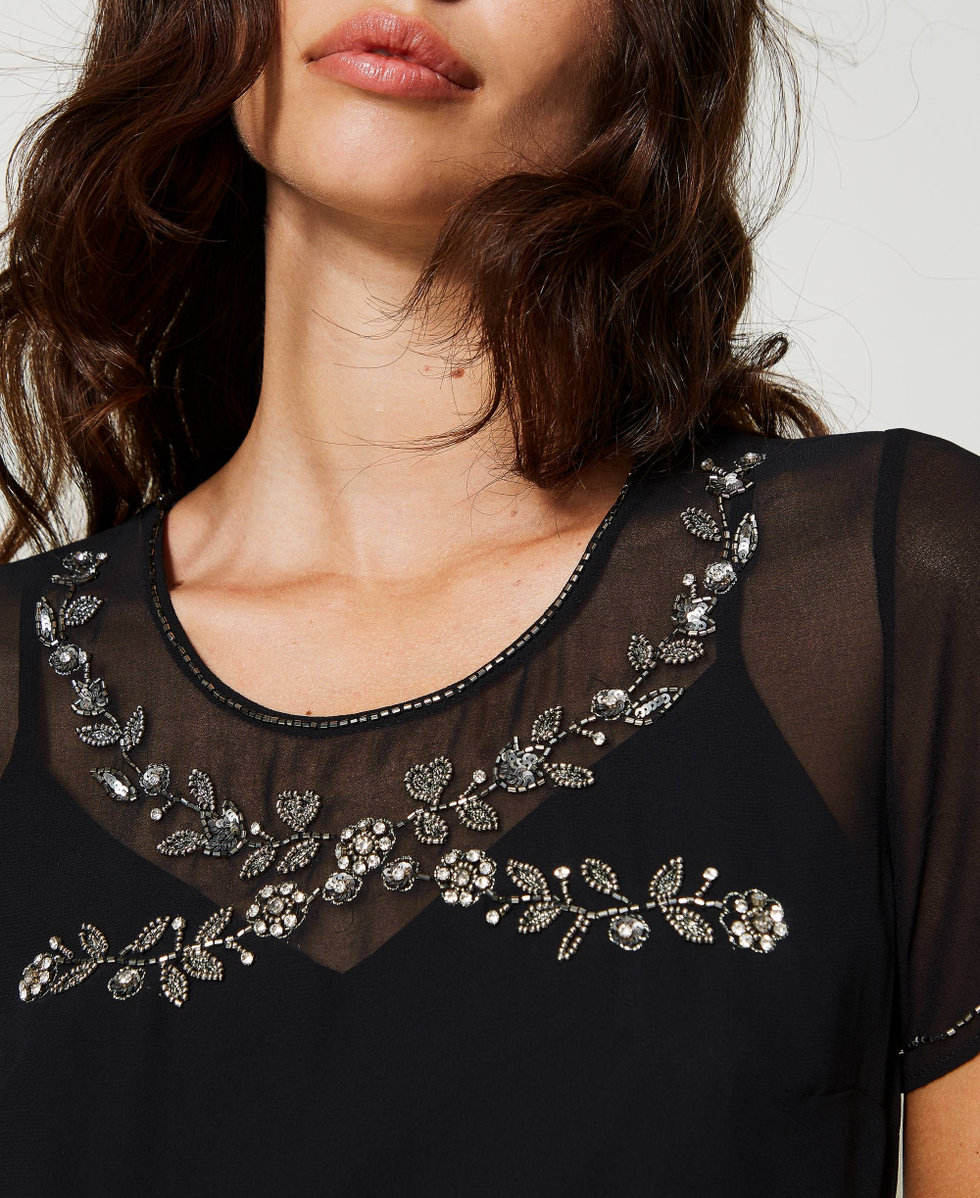 Hand-embroidered georgette dress