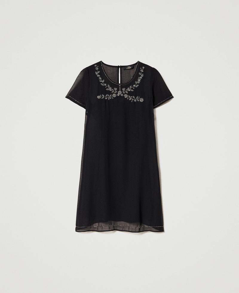 Abito in georgette con ricamo a mano