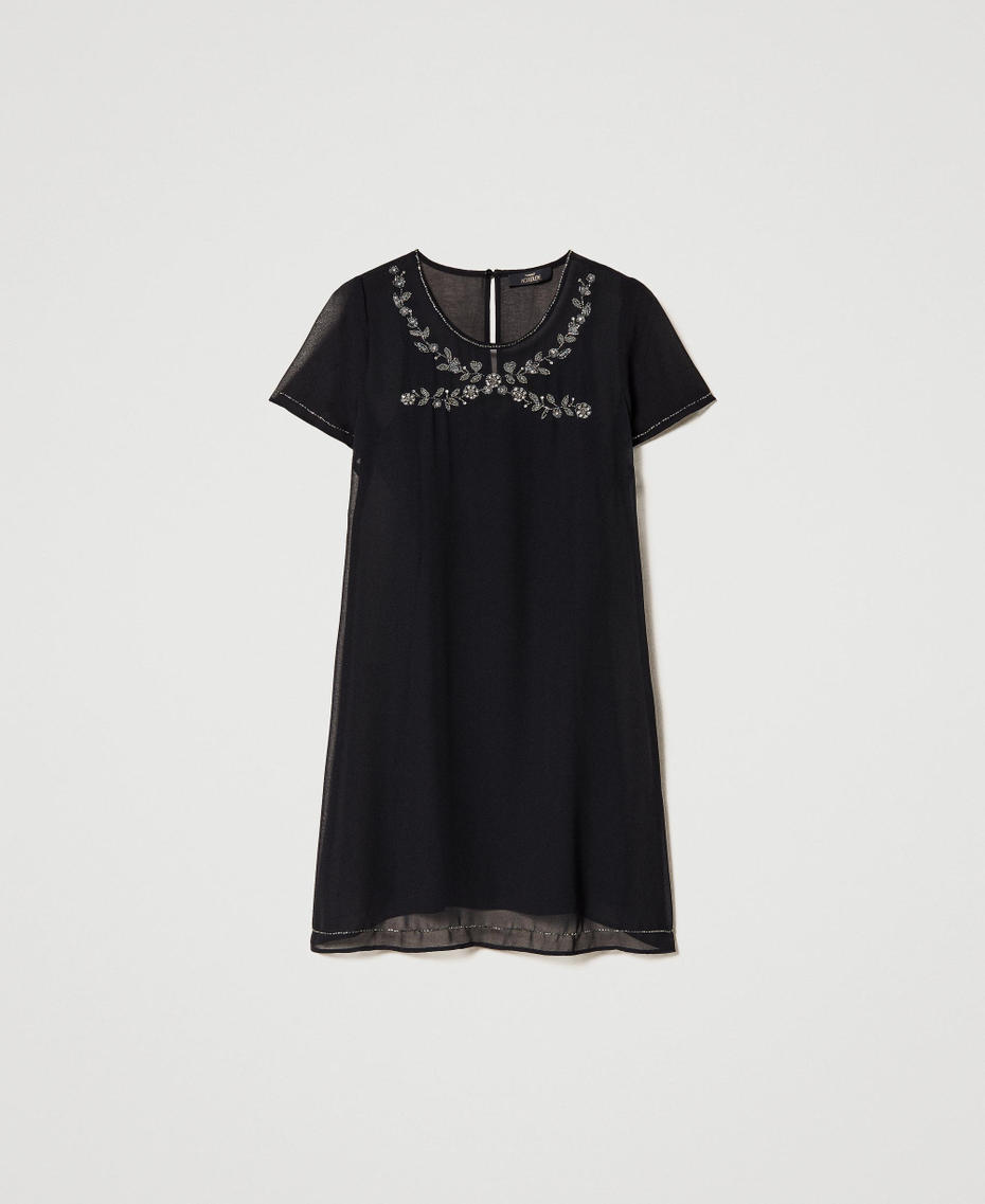 Abito in georgette con ricamo a mano