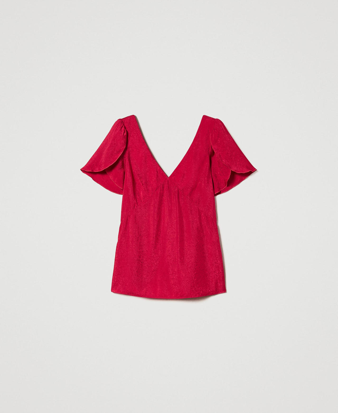 Jacquard blouse with geometric design "Cerise" Fuchsia Woman 231AP2523_00717_0S