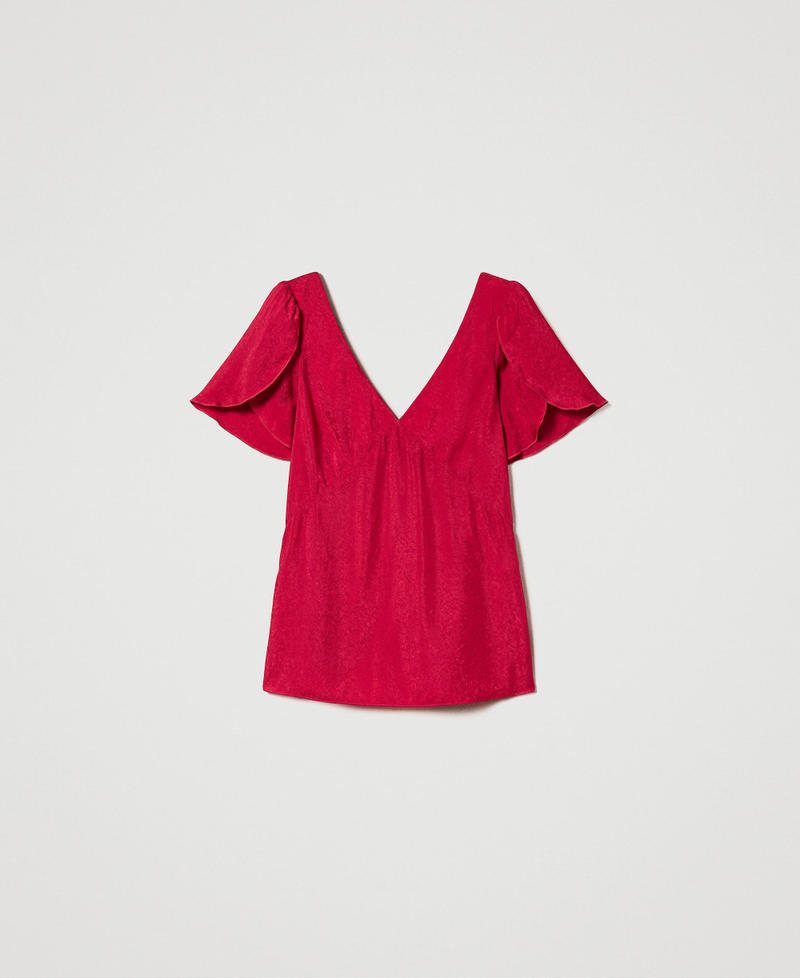 Jacquard blouse with geometric design "Cerise" Fuchsia Woman 231AP2523_00717_0S