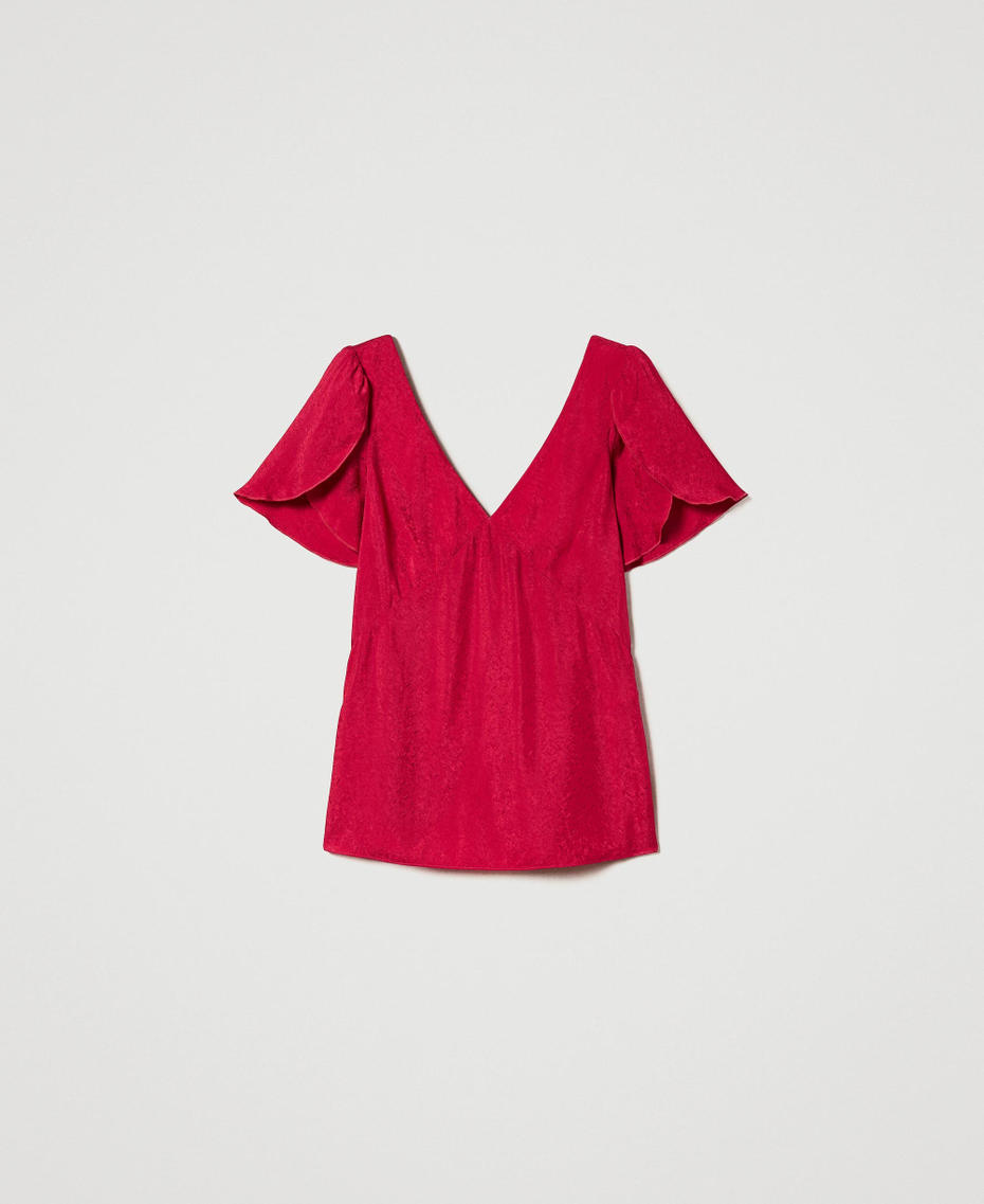 Жаккардовая блузка с геометрическим узором фуксия "светлая вишня" женщина 231AP2523-0S