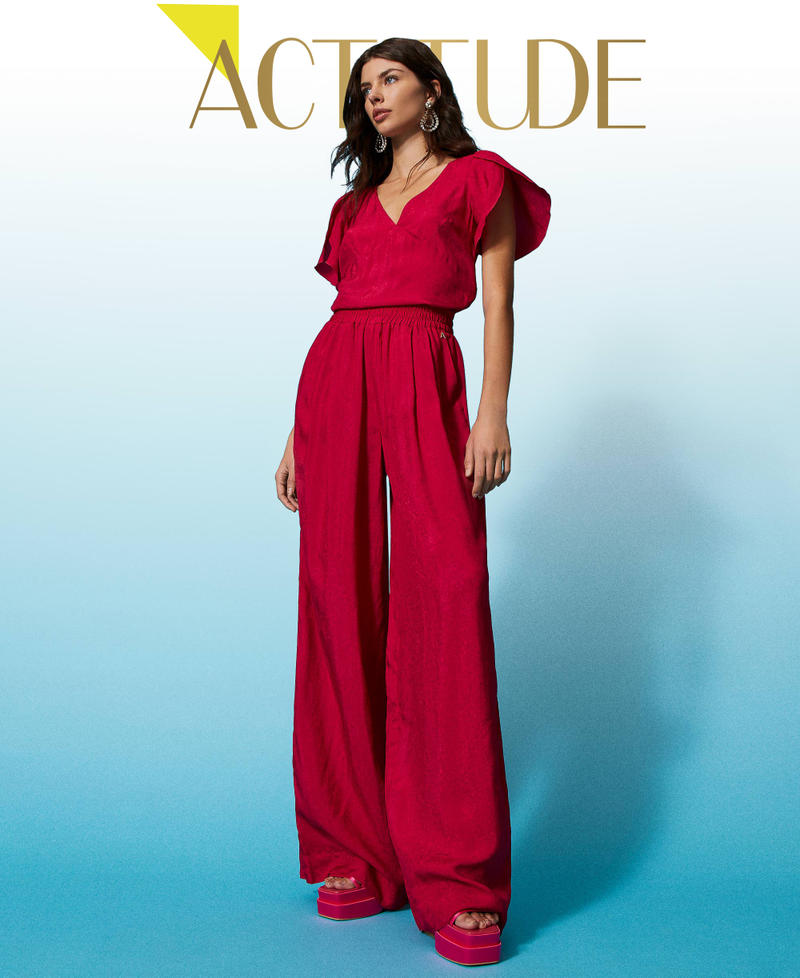 Pantalon palazzo jacquard