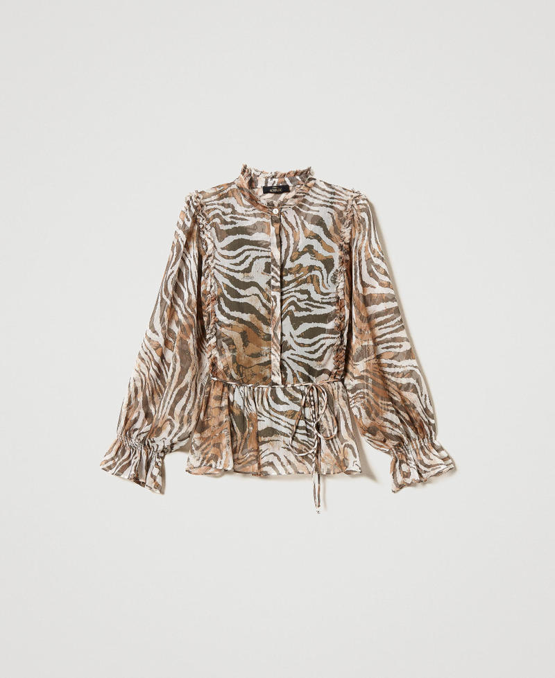 Creponne blouse with animal print Shaded Zebra Print Woman 231AP2532-0S