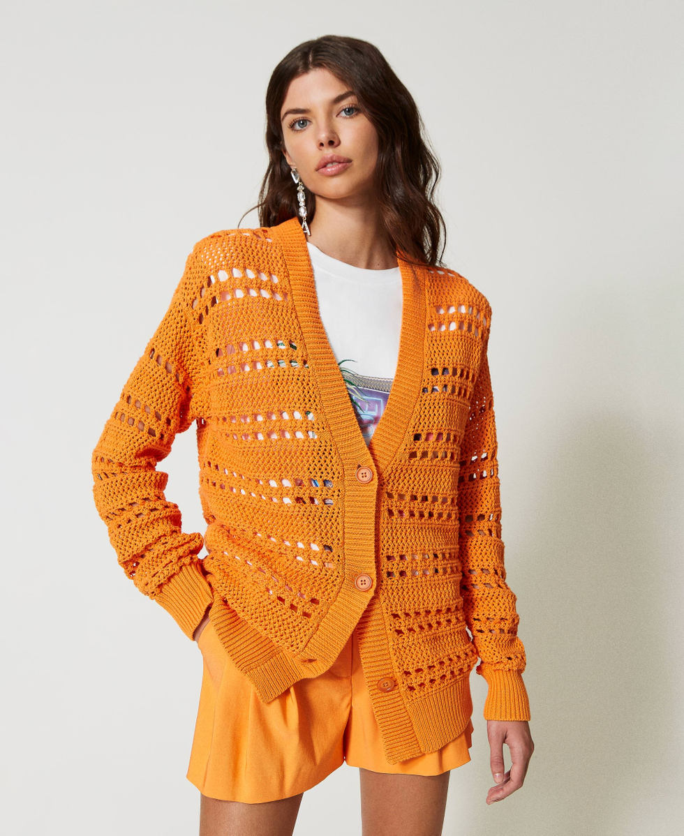 Openwork cardigan "Orange Tiger" Woman 231AP3021_10326_03