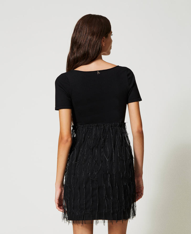 Knit dress with tulle fringes Black Woman 231AP3130-04
