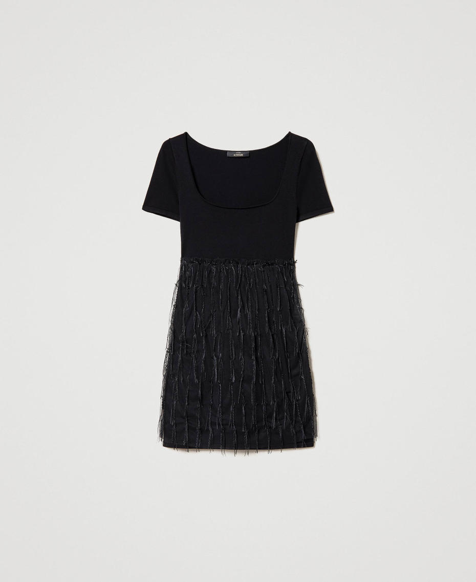 Knit dress with tulle fringes Black Woman 231AP3130-0S