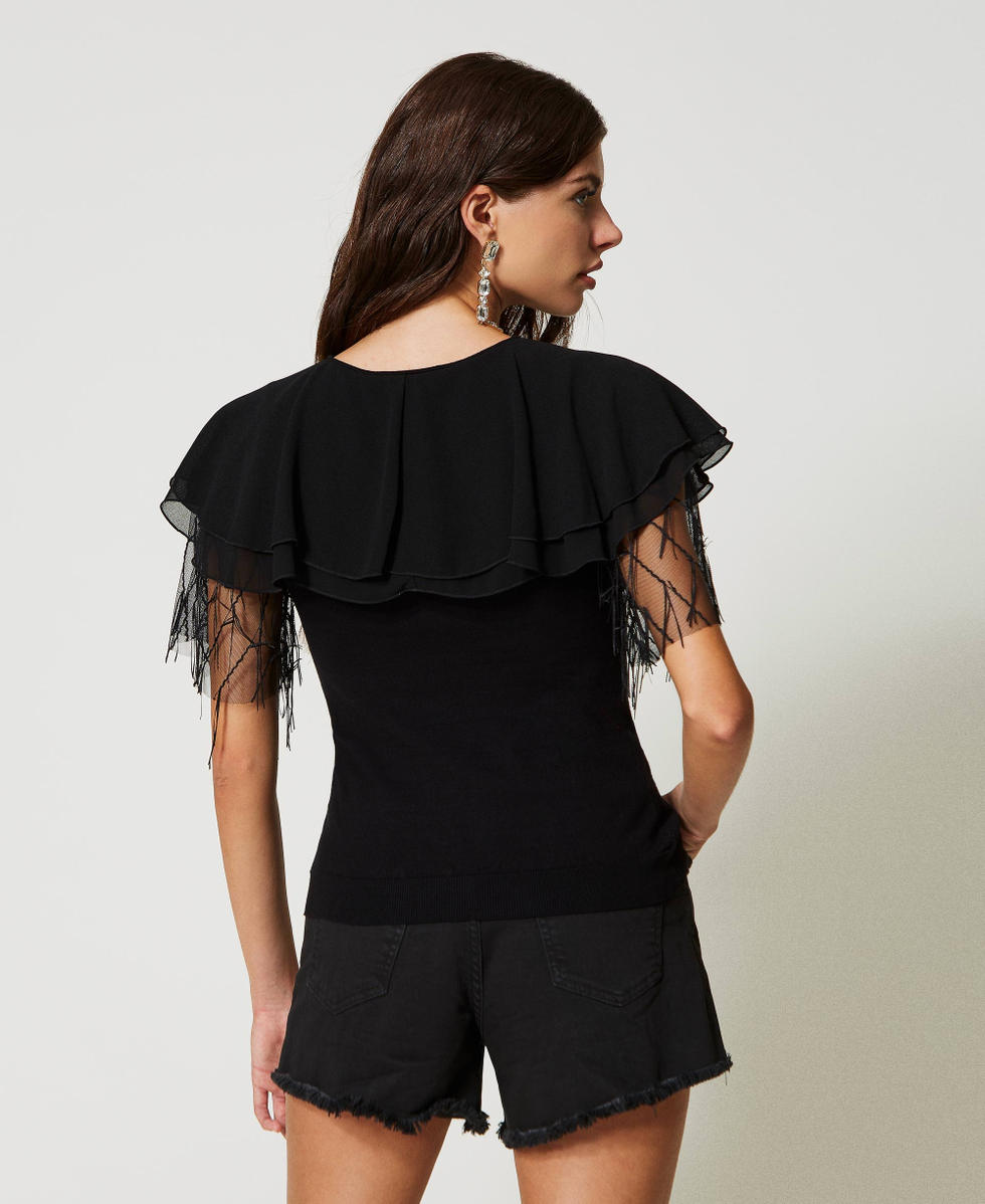 Stricktop mit T&uuml;ll und Cape