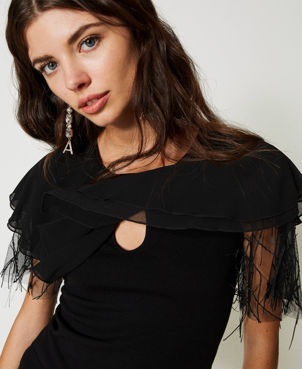Stricktop mit T&uuml;ll und Cape