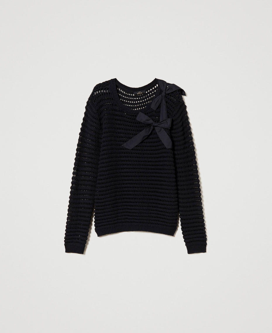 Regular fit jumper with bows Black Woman 231AP3160-0S