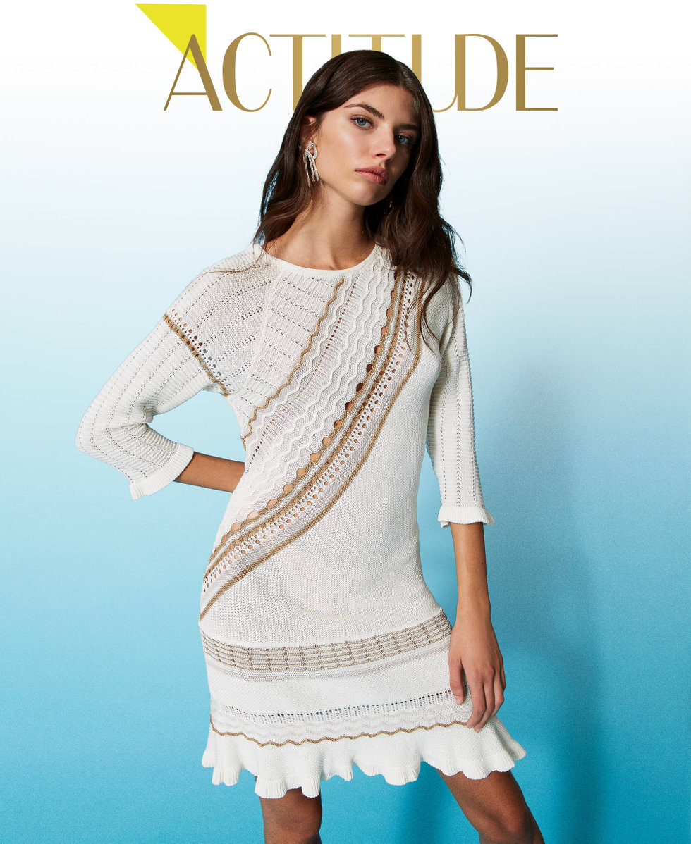 Abito asimmetrico in maglia lavorata Donna Beige TWINSET Milano