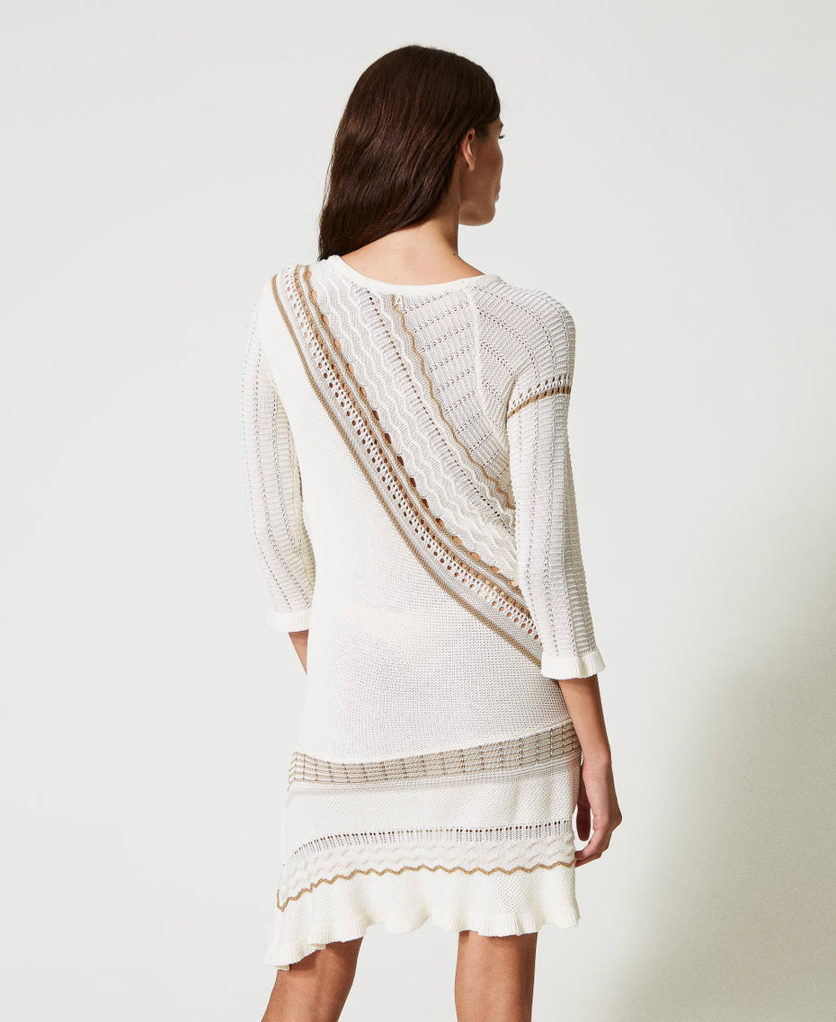 Knit asymmetric dress Multicolour Mother of Pearl / “Pumice” White / “Kelp” Brown Woman 231AP3260-04