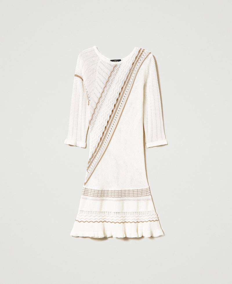 Knit asymmetric dress Multicolour Mother of Pearl / “Pumice” White / “Kelp” Brown Woman 231AP3260-0S