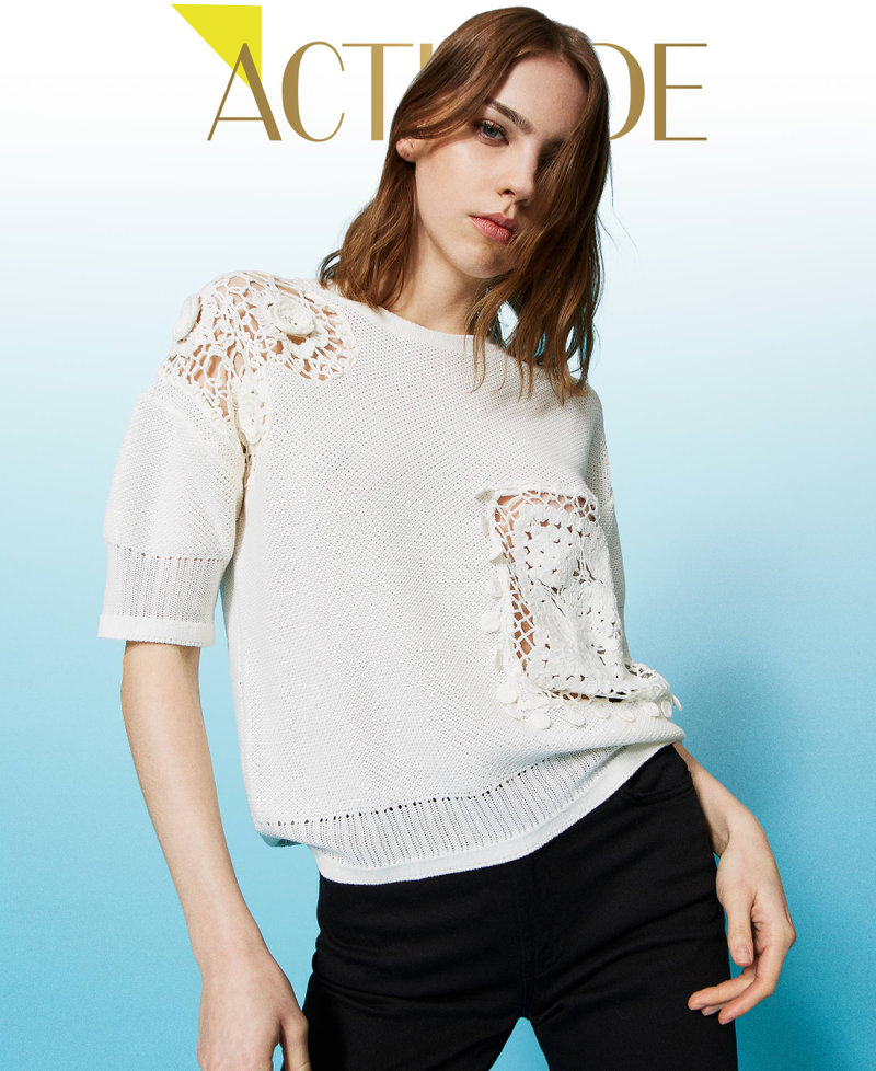 Maxi maglia con intarsi crochet