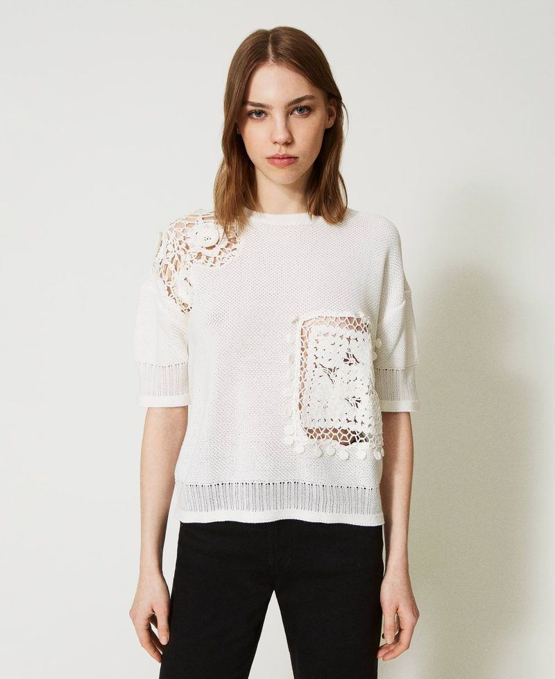 Maxi maglia con intarsi crochet