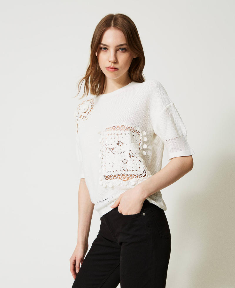 Maxi maglia con intarsi crochet