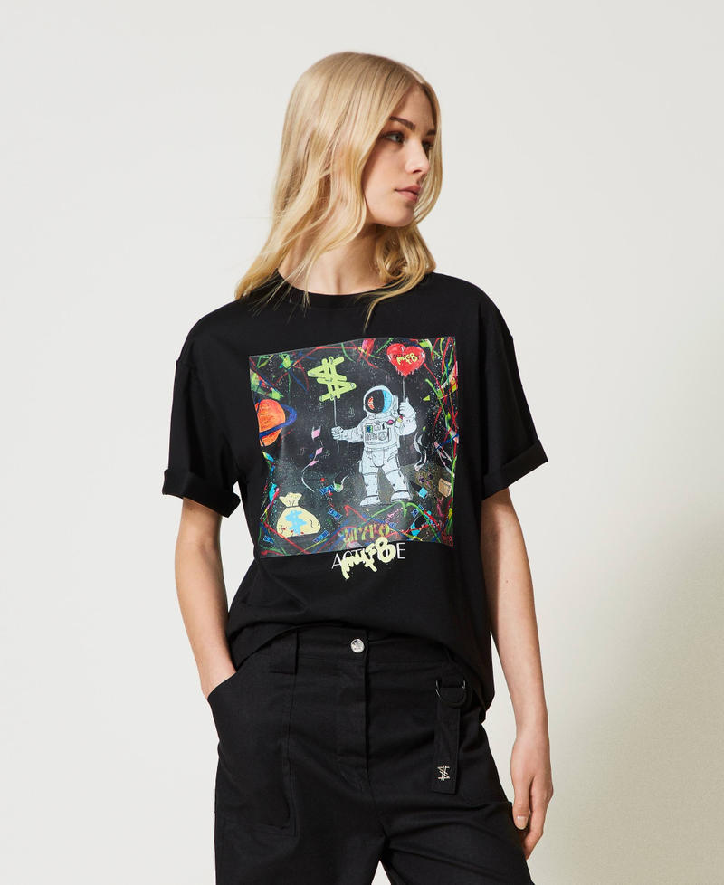 T-shirt MYFO avec imprimé astronaute Noir Femme 231AQ2012-01