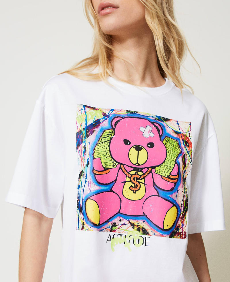 T-shirt MYFO avec imprimé petit ours Blanc "Papers" Femme 231AQ2013-04