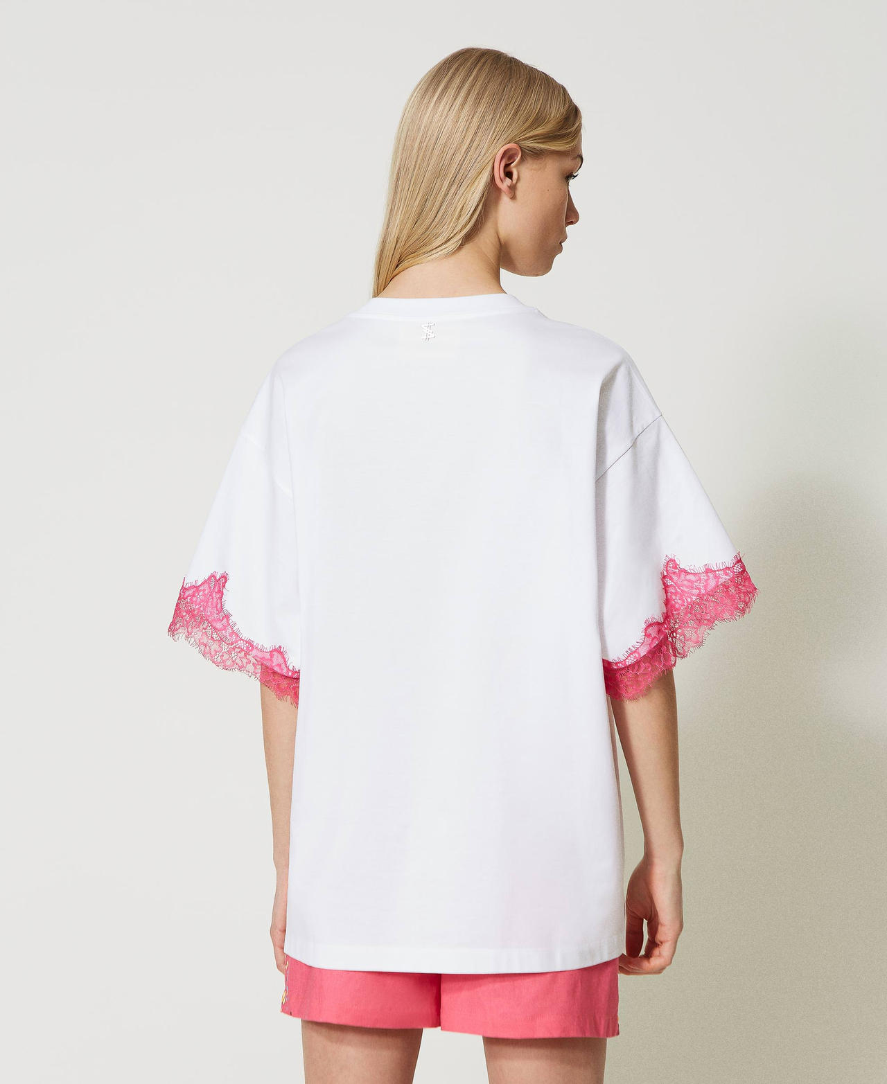 T-shirt MYFO avec imprimé siglé et dentelle Blanc "Papers" Femme 231AQ2014-03