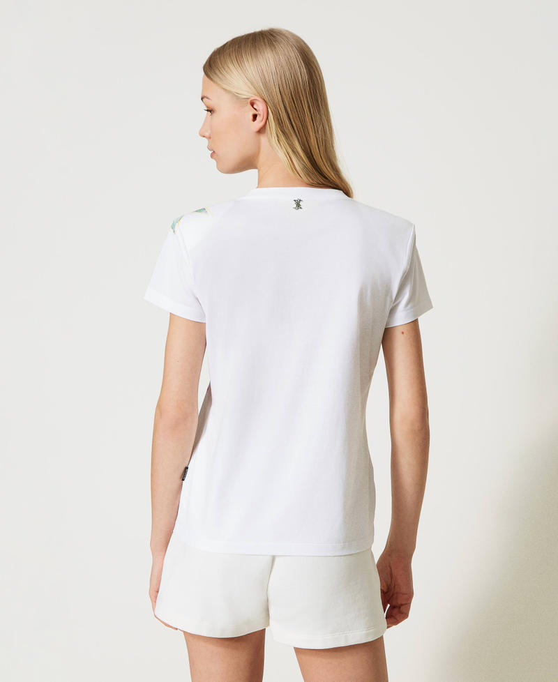 Camiseta MYFO con hombreras y estampado de flores Blanco "Papers" Mujer 231AQ2020-03