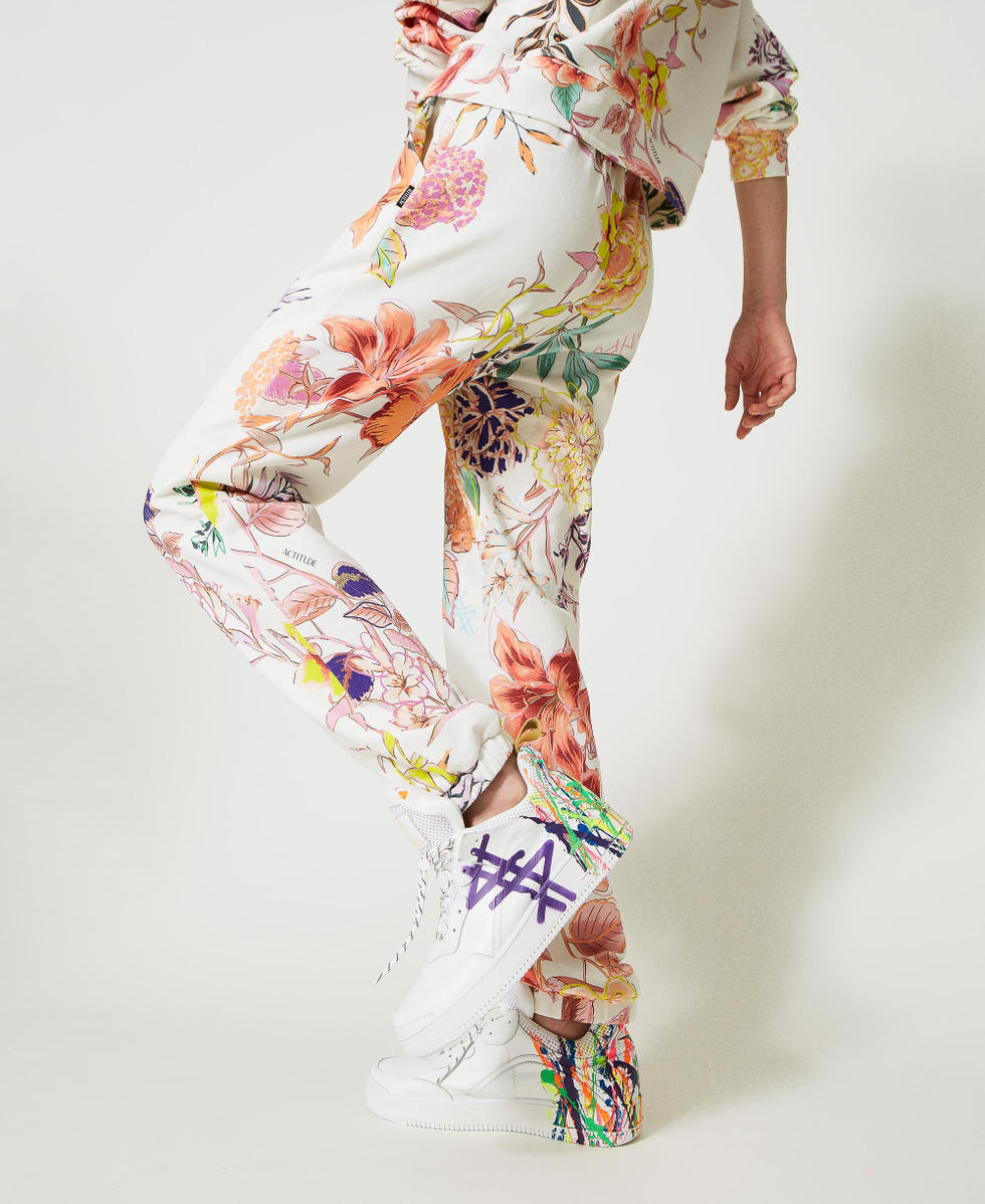 Flower print joggers discount