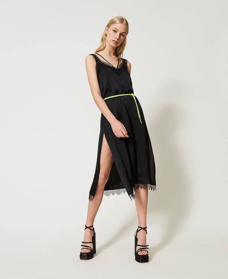 MYFO satin slip dress with lace