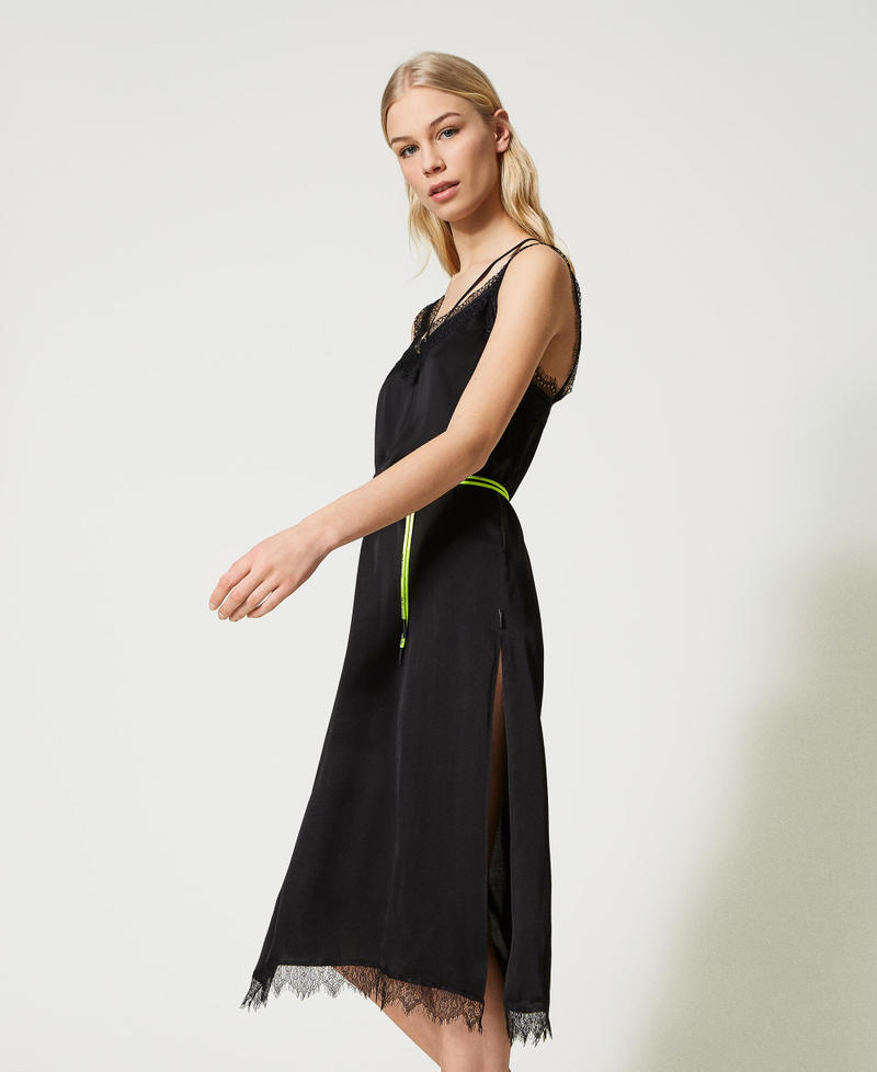 MYFO satin slip dress with lace