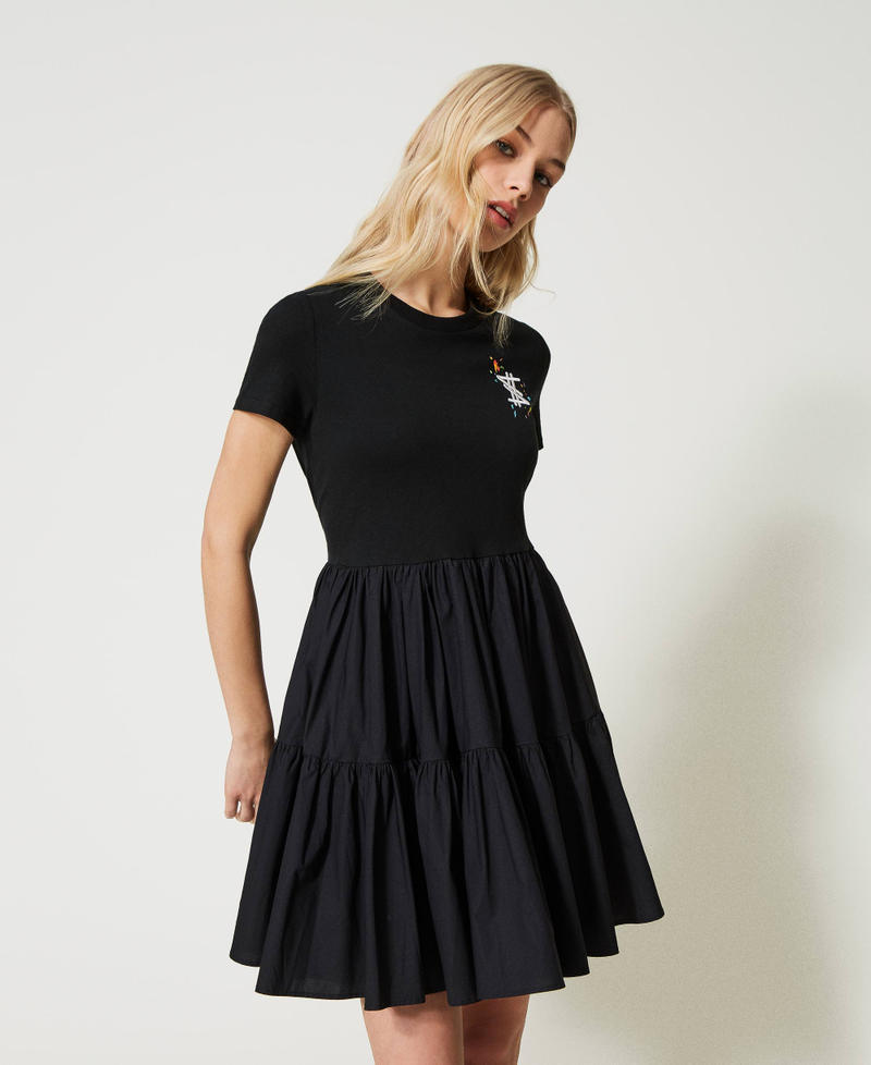 Короткое платье MYFO с вышитым логотипом Черный женщина 231AQ2111-01