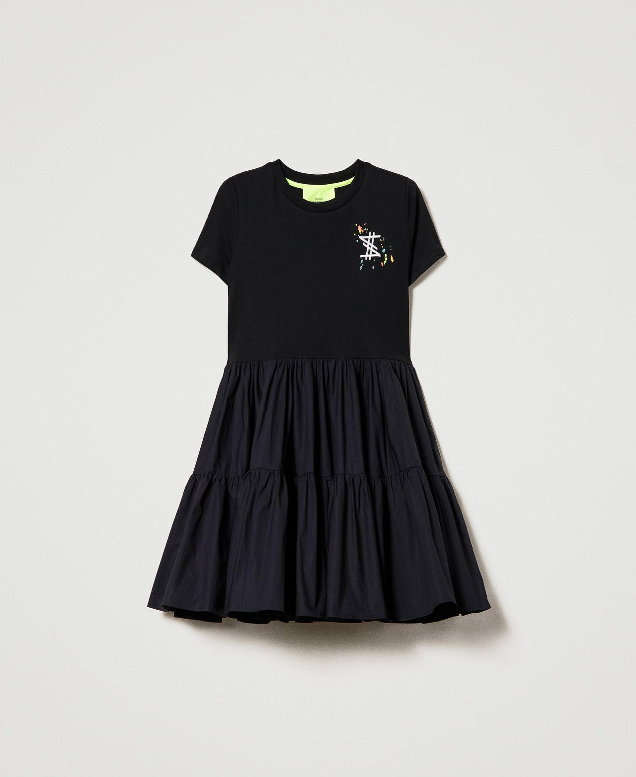 MYFO short dress with logo embroidery Woman Black TWINSET Milano
