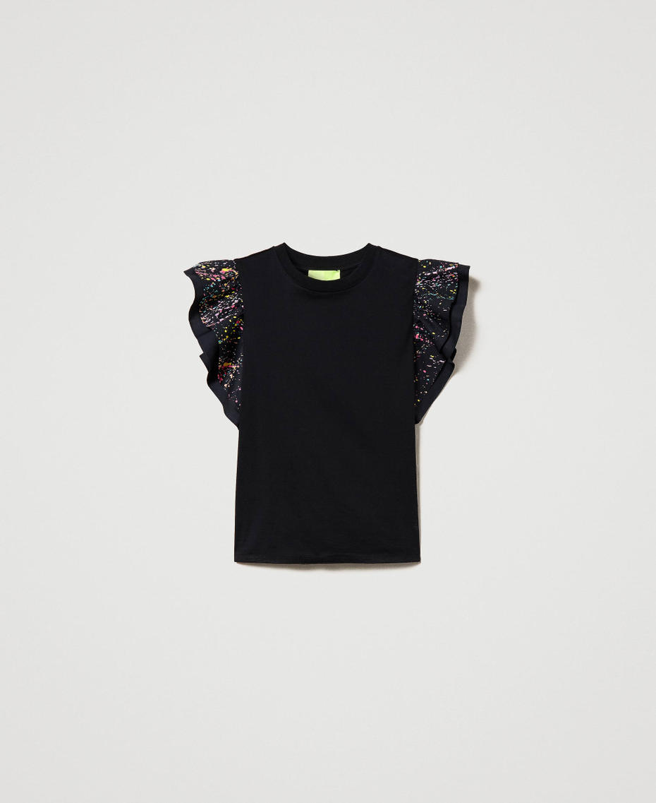 T-shirt MYFO avec manches imprimées Noir Femme 231AQ2115-0S