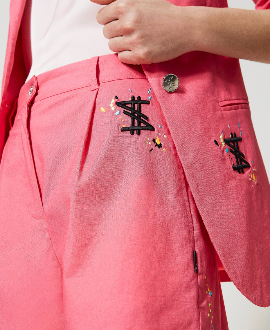 Short MYFO en lin avec broderies