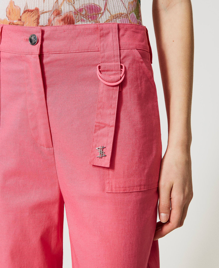 Pantalon cargo MYFO en lin avec broderies