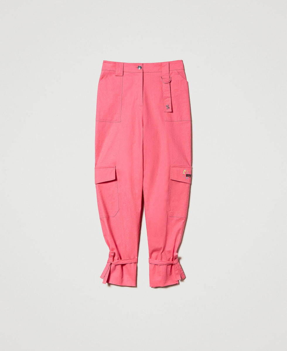 MYFO Cargohose aus Leinen mit Stickereien