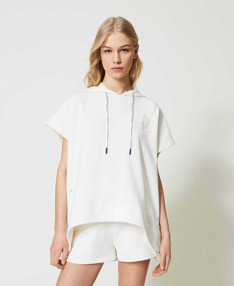 Sweat-shirt oversize MYFO avec broderies Blanc "Papers" Femme 231AQ2131-02
