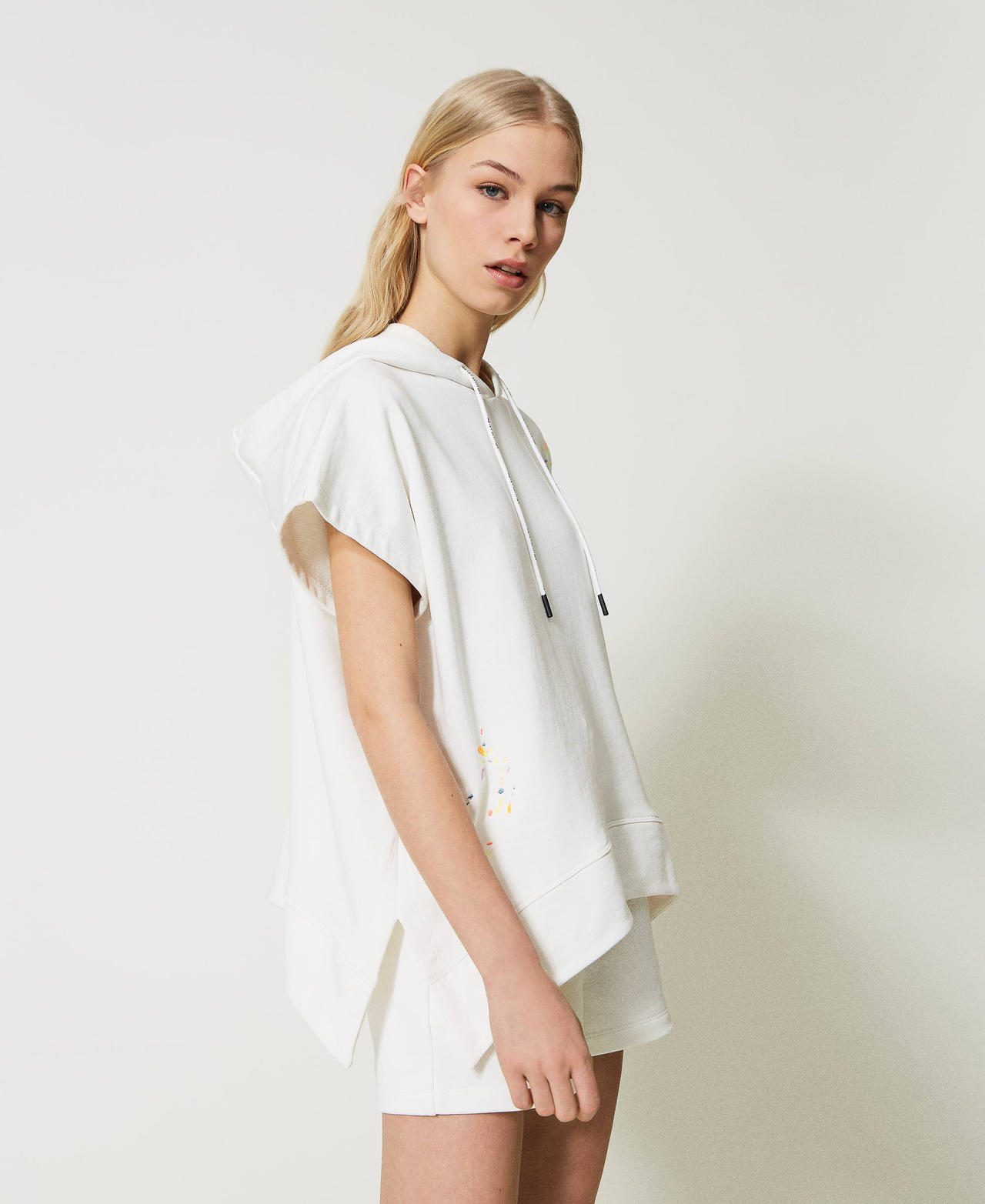 Sweat-shirt oversize MYFO avec broderies Blanc "Papers" Femme 231AQ2131-03