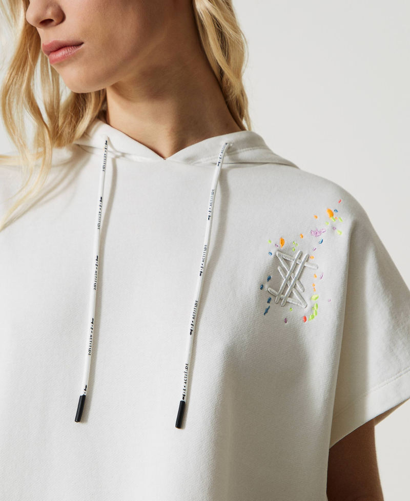 Sweat-shirt oversize MYFO avec broderies Blanc "Papers" Femme 231AQ2131-05