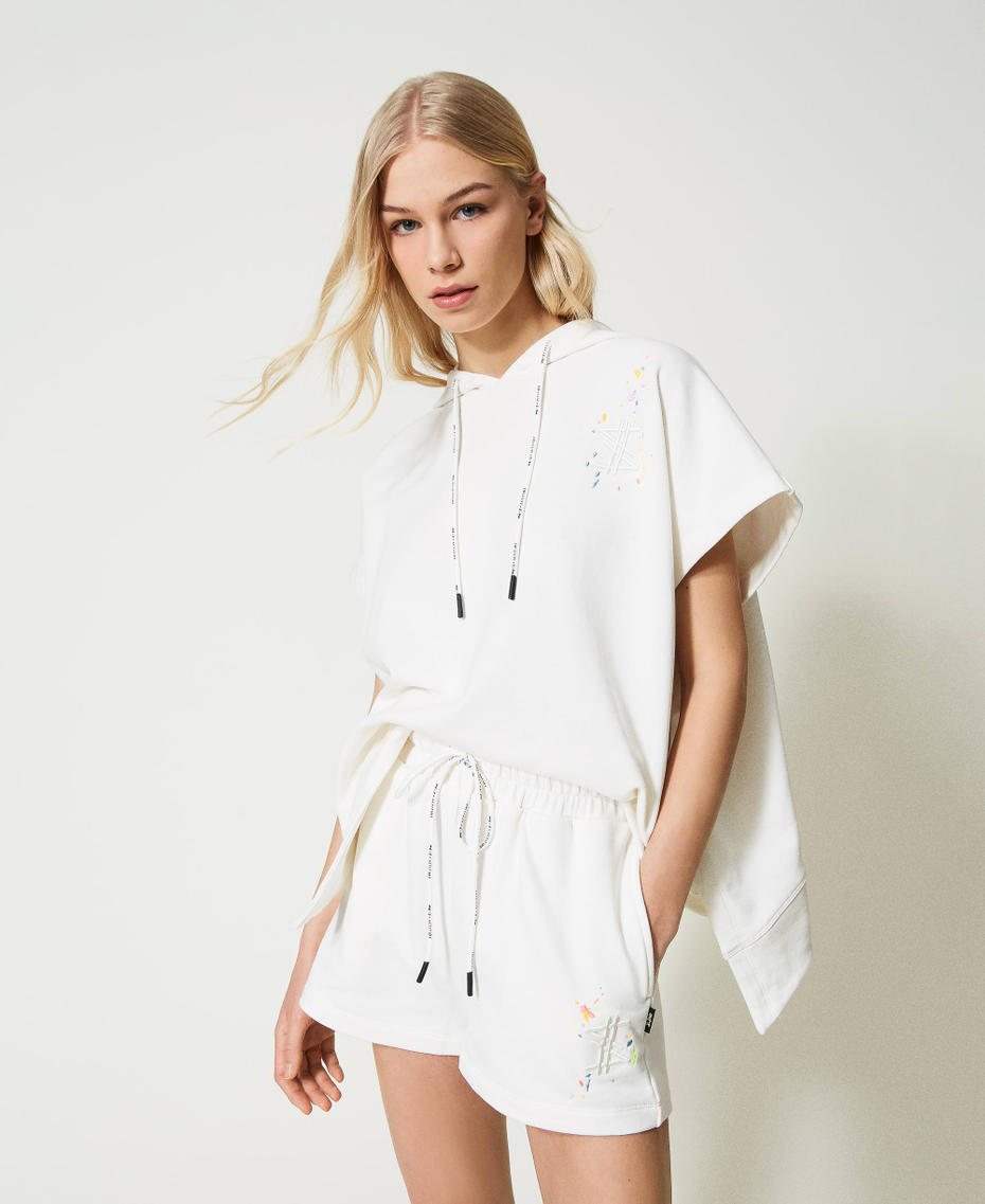 MYFO sweat shorts with embroideries "Papers" White Woman 231AQ2132-01