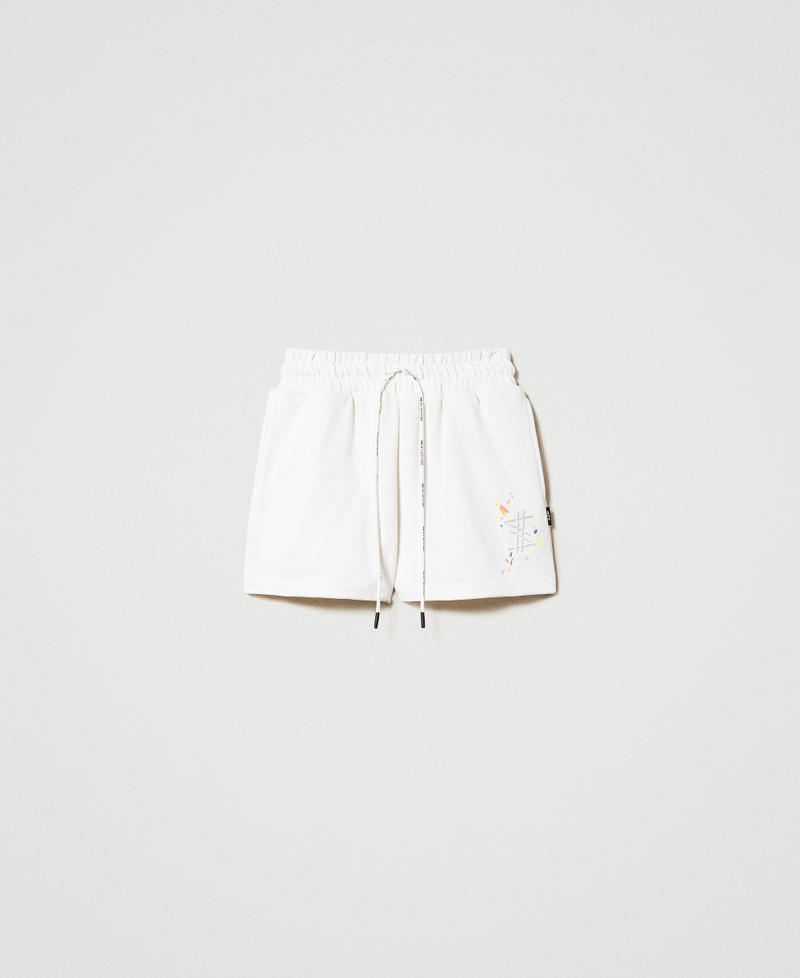 MYFO sweat shorts with embroideries "Papers" White Woman 231AQ2132-0S