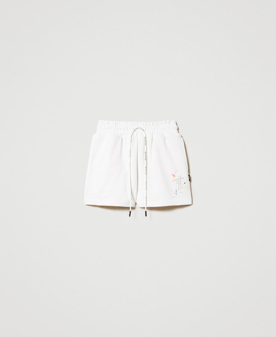 MYFO sweat shorts with embroideries "Papers" White Woman 231AQ2132-0S