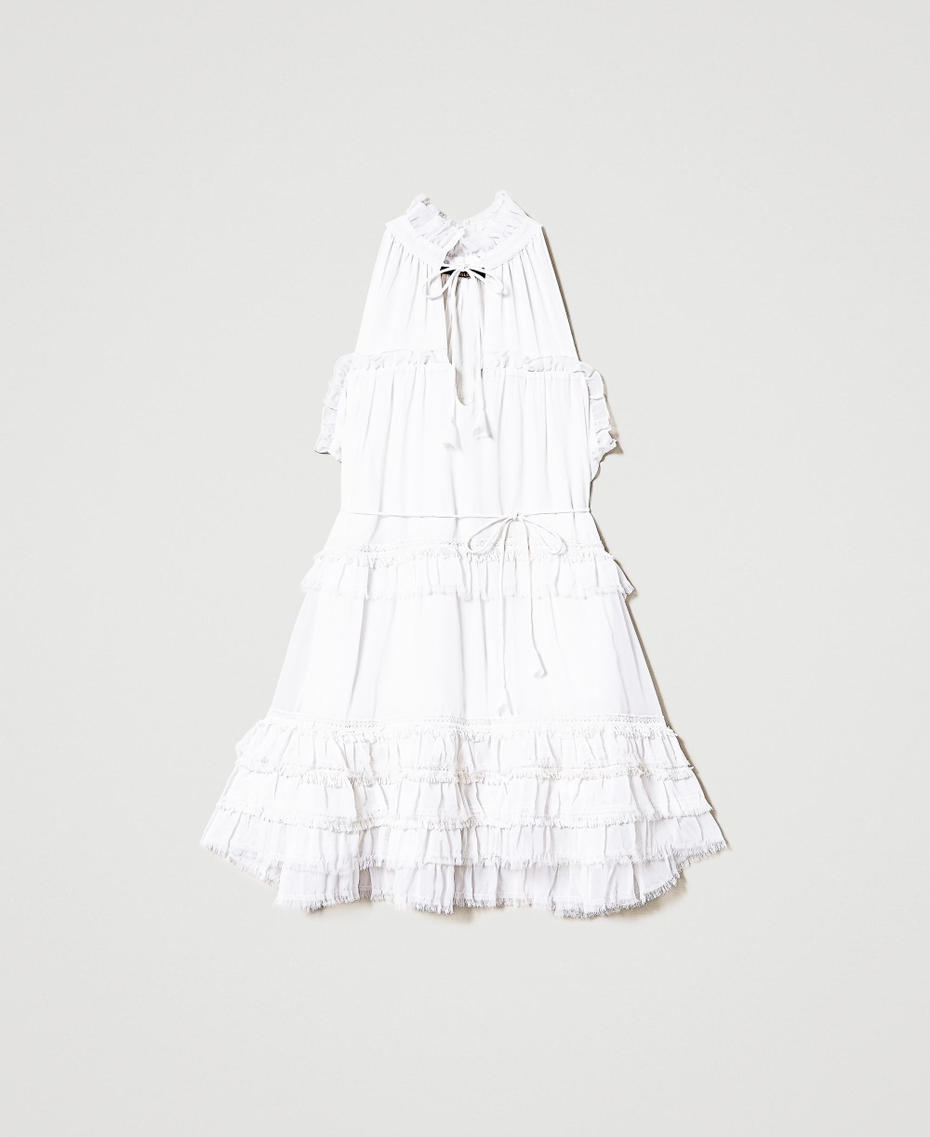 Georgette tunic with ruffles Pale Cream Woman 231AT2012_00522_S0