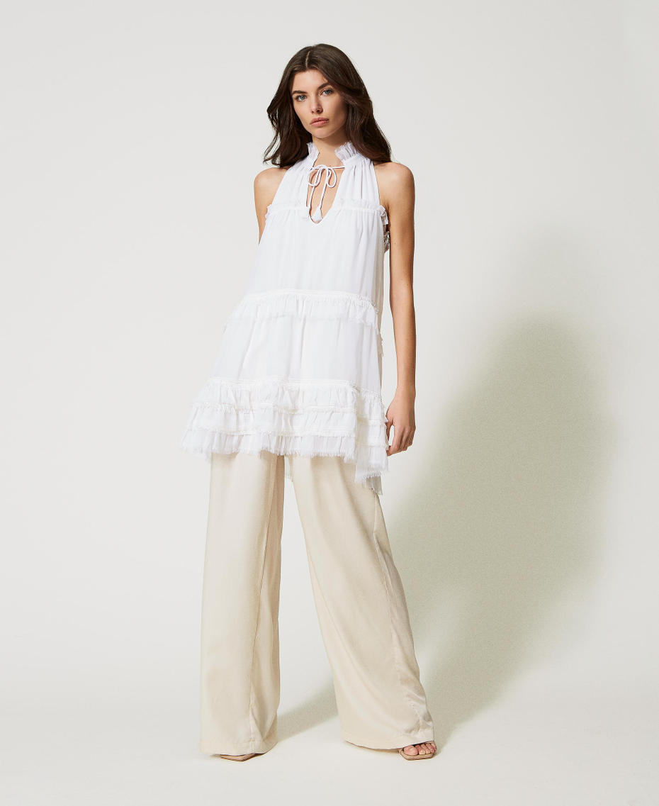 Georgette tunic with ruffles