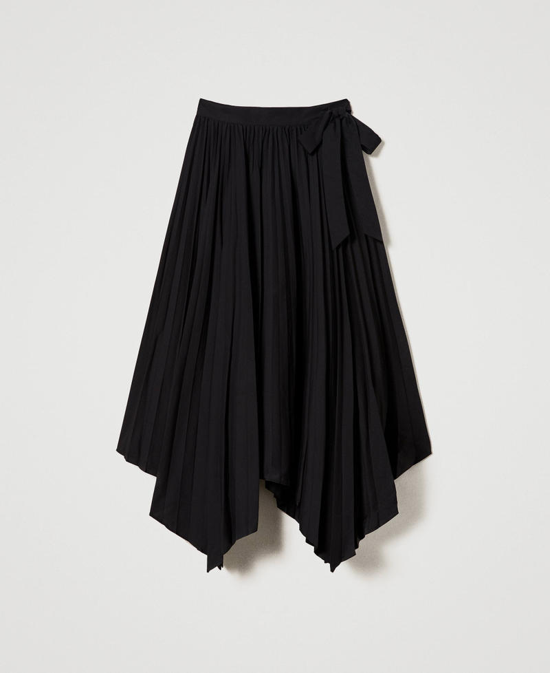 Pleated poplin wrap-around skirt Black Woman 231AT2021-0S