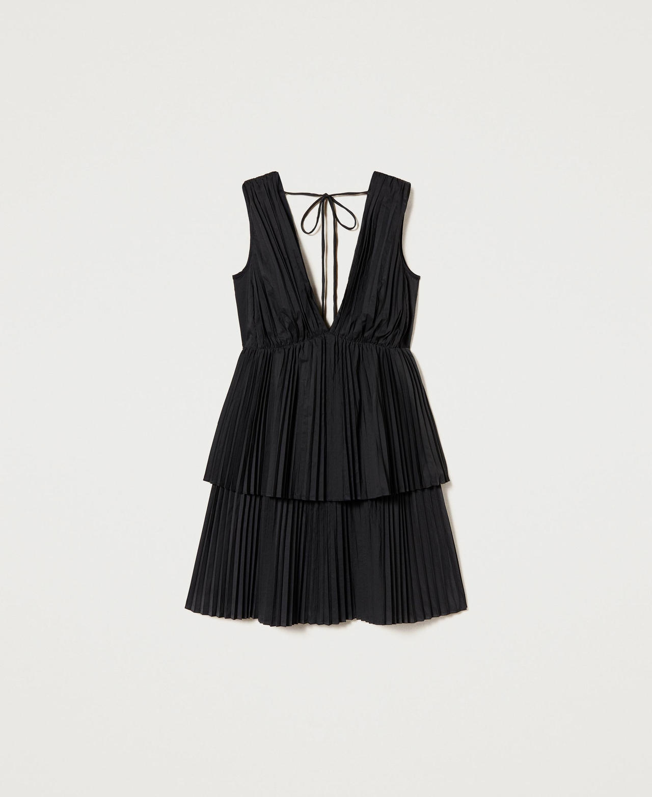 Robe courte en popeline plissée